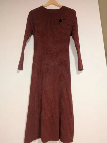 MARY QUANT 버건디 니트 원피스