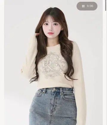 [ 편의점 결제 불가 ] 다리치Darich 비쥬 플라워 리브 니트탑