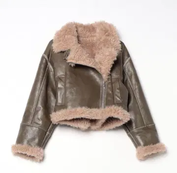 MURUA 빈티지 스타일 숏 페이크 무스탕