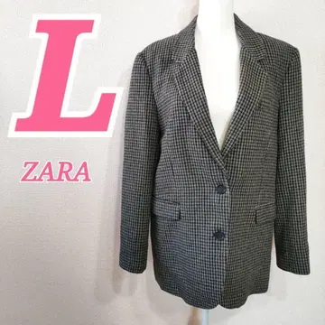 ZARA 체크 무늬 테일러드 자켓 L 사이즈 캐주얼 코디, 깔끔한 스타일
