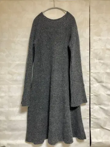 IENA 울 실크 혼방 리브 니트 원피스 A라인 플레어 F 그레이