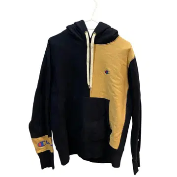 Champion 패널 디자인 후드티 네이비/베이지