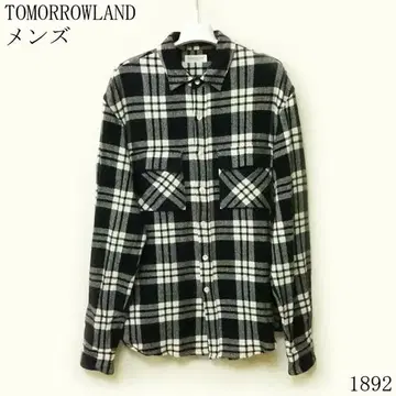 TOMORROWLAND 남성용 체크 무늬 플란넬 셔츠 M 사이즈 샘플