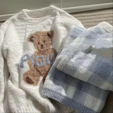 테디베어 패턴 룸웨어 세트