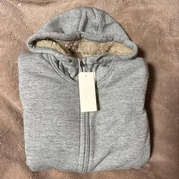 유니클로 보아 맨투맨 풀 집업 후드티 그레이 M 사이즈