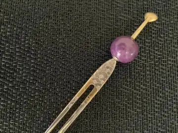 앤티크 비녀 금공 옥비녀 보라색