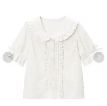 세일러 하트 버튼 프릴 블라우스 화이트 M 양산형 지뢰