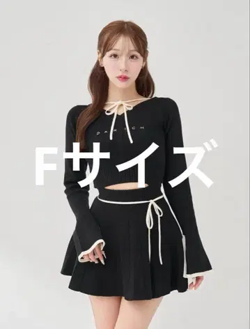 darich 허리 오픈 리본 디자인 니트 미니 원피스 F 사이즈