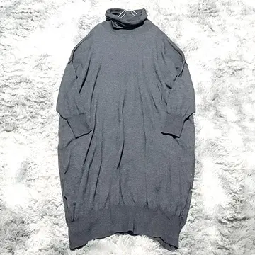 새상품급 미즈이로 인드 드레이프 하이넥 니트 원피스