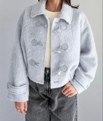 Heather 숏 샤기 더플 블루종