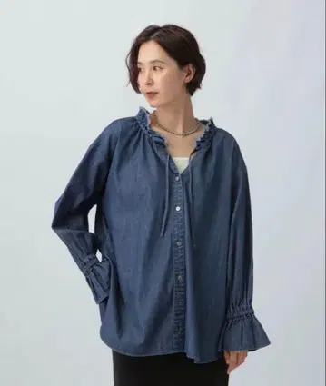 렙심 LEPSIM 데님 프릴 블라우스