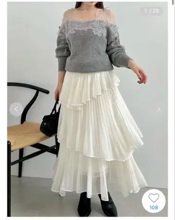 Sustainable 플리츠 티어드 롱 스커트 snidel