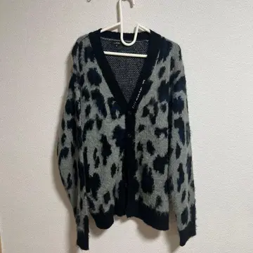 레오파드 무늬 가디건 그레이 블랙
