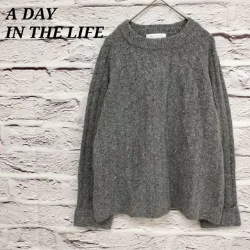 어 데이 인 더 라이프 크루넥 긴팔 니트 트위드풍 울 그레이