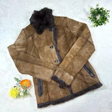 고품질 [ 에테르노 벨레차 ] [ 38 ] 토끼 무스탕 자켓 브라운 라무