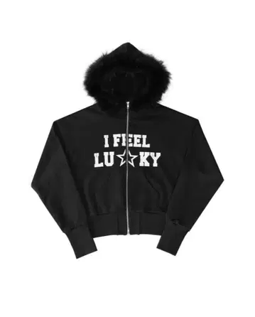 ifeel lucky 퍼 지퍼 후드티