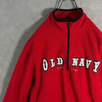 레어 90s 올드 네이비 하프 지퍼 플리스 자수 M IW1