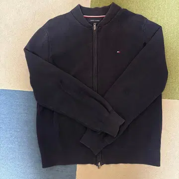 TOMMY HILFIGER 다크 네이비 집업 니트 가디건