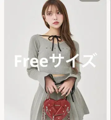 다리치 허리 오픈 리본 디자인 니트 미니 원피스 GRY