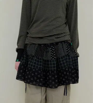 NOCONTENT Mixed Pattern Mini Skirt Black