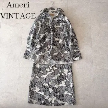 컨디션 최상 아메리 블라우스 F 스커트 S 셋업 자카드 보태니컬 무늬