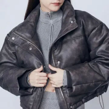 EMODA 인조 가죽 숏 다운