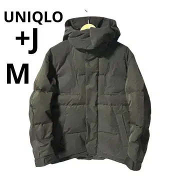 UNIQLO +J 다운 오버사이즈 후드티 올리브 M 다운 자켓