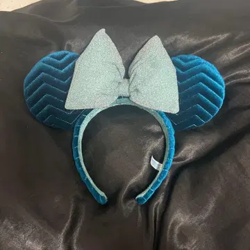 미니 귀 머리띠 파란색 벨벳