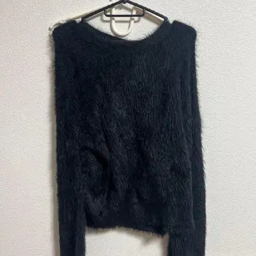 오버 사이즈 퍼 니트 스웨터 블랙