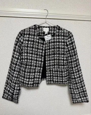 H&M 트위드 노카라 자켓