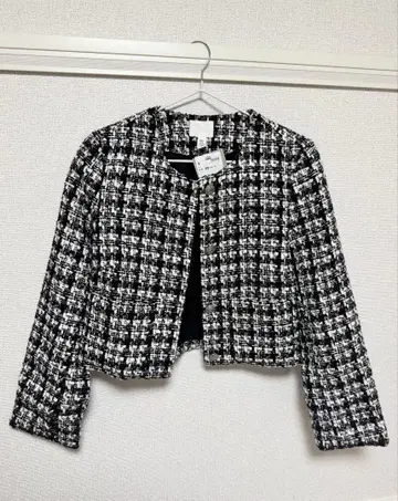 H&M 트위드 노카라 자켓