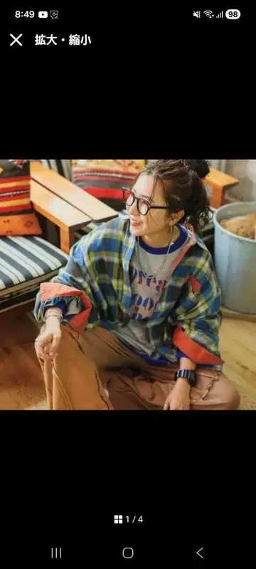 니코니코 bewithMMisayo 컬러풀 체크 셔츠 블루 체크 새상품