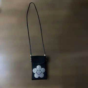 블랙 꽃 모티브 숄더백