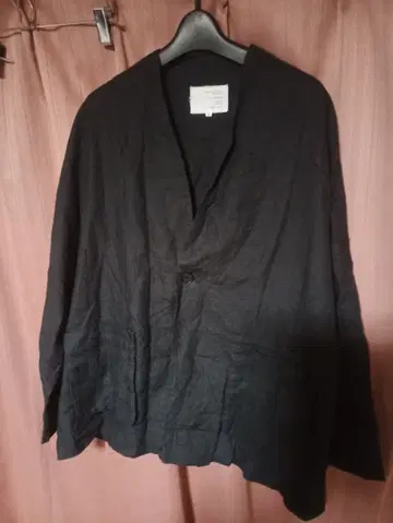 벨기에 린넨 100% 노카라 자켓 블랙 일본제