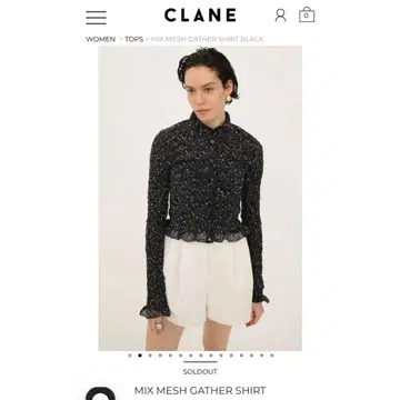 사이즈 1 CLANE MIX MESH GATHER SHIRT 블랙