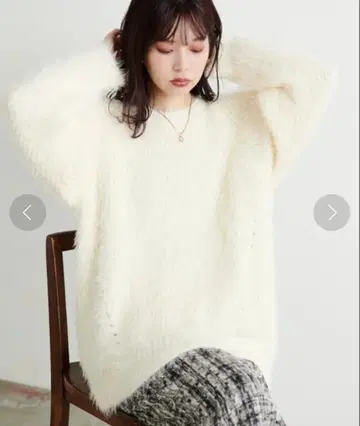 내추럴 꾸뛰르 멜란지 샤기 골지 니트