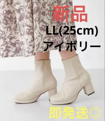 [ 새상품 ] flune 스퀘어토 플랫폼 힐 부츠 아이보리