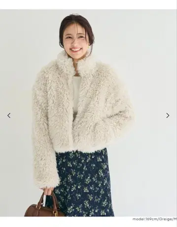 coca 인조 모피 숏 자켓 그레이지 L