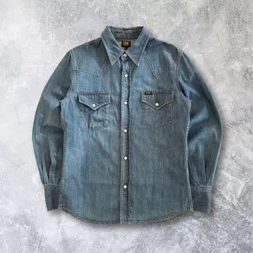 Lee 데님 셔츠 긴팔 셔츠 웨스턴 셔츠 라이트 블루 L