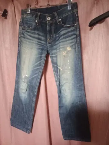 리바이스 LEVIS 데미지 가공 스트레이트 데님 다크 블루