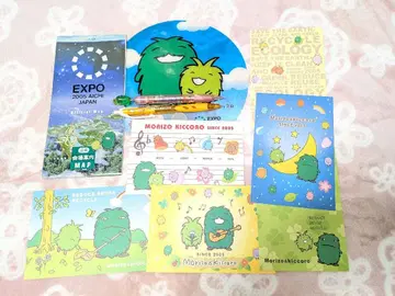 아이치 엑스포 모리조 키코로 가이드 부채 핀즈 엽서 샤프펜