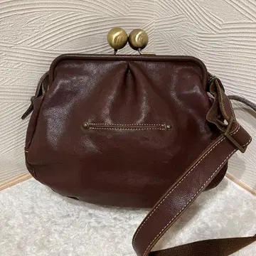 BROOM 블루 빅볼 가마구치 숄더백 가죽 천연 가죽