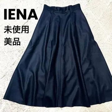 미사용 새상품급 IENA 블랙 플레어 롱 스커트 울 100