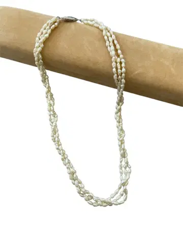 미사용 카네코 진주 담수 펄 2연 목걸이