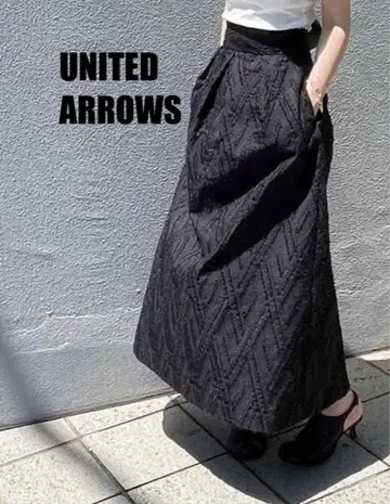 UNITE ARROWS 유나이티드 애로우즈 자카드 프린지 롱 스커트