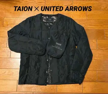 TAION UNITED ARROWS 노카라 다운 자켓 레어 블랙