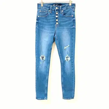 갭 하이웨스트 스키니 데님 라이트 블루 2/26R 데미지 가공