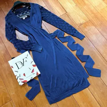 다이앤 폰 파스텐버그 니트 랩 드레스 원피스 네이비 P