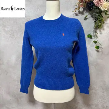 랄프 로렌 니트 스웨터 포니 자수 블루