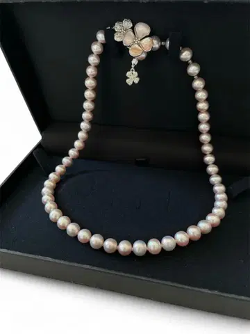 가격 인하 미사용 핑크 펄 x 플라워 모티브 3way 목걸이 초커 비쥬